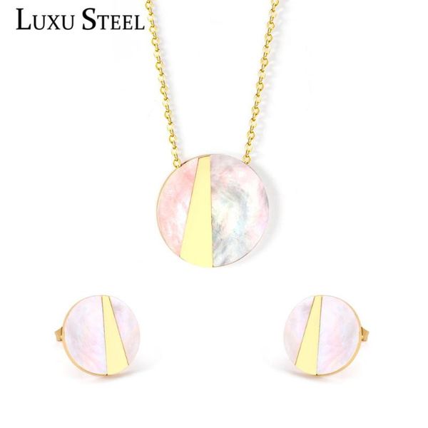 earrings & necklace luxusteel round shell brinco women girl stainless steel gold color pendant wedding jewelry set wholesale gift, Silver
earrings & necklace luxusteel round shell brinco women girl stainless steel gold color pendant wedding jewelry set wholesale gift, Silver