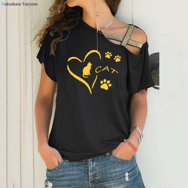 women's t-shirt love heart cat print hollow out short sleeve plus size woman tshirts street fashion summer cotton ladies, White
women's t-shirt love heart cat print hollow out short sleeve plus size woman tshirts street fashion summer cotton ladies, White