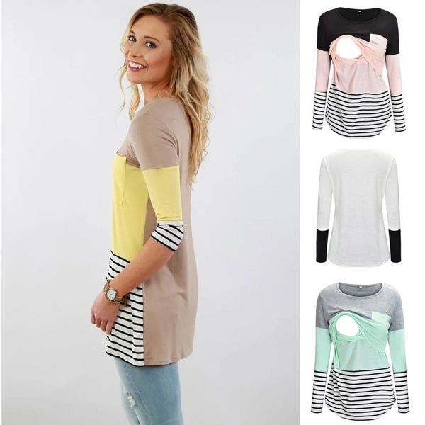 women's blouses & shirts striped casual pocket women fashion long sleeve breastfeeding function o-neck cotton shirt 2021 female loo, White
women's blouses & shirts striped casual pocket women fashion long sleeve breastfeeding function o-neck cotton shirt 2021 female loo, White