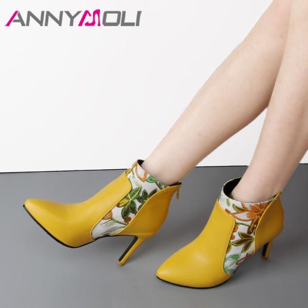 boots annymoli shoes ankle ladiesboots high heel flower pointed toe stiletto short zip female footwear black yellow 45 46
boots annymoli shoes ankle ladiesboots high heel flower pointed toe stiletto short zip female footwear black yellow 45 46