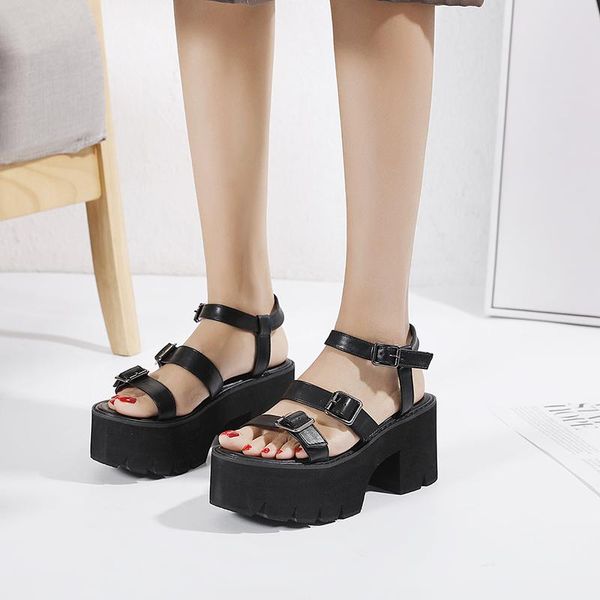 new roman muffin women's sandals summer shoes women platform high heels casual shoes woman size 35-42, Black