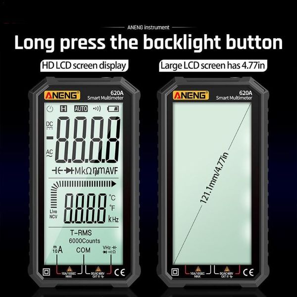smart home control digital multimeter 4.7 inch lcd dc/ac current voltage 2021 resistance capacitance aneng 620a measuring vs ncv measurement
smart home control digital multimeter 4.7 inch lcd dc/ac current voltage 2021 resistance capacitance aneng 620a measuring vs ncv measurement