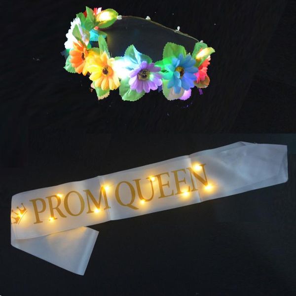 led neon party glow flower wreath crown headband light ribbon sash shoulder strap golden letters prom king queen decor birthday
led neon party glow flower wreath crown headband light ribbon sash shoulder strap golden letters prom king queen decor birthday
