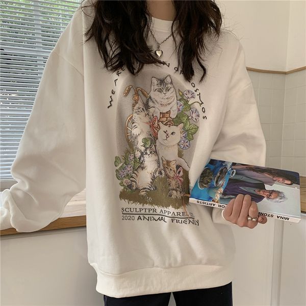 2021 new autumn cartoon cat print round neck sweatshirt pullover white long sleeve thick hoodie jacket 8smy, Black
2021 new autumn cartoon cat print round neck sweatshirt pullover white long sleeve thick hoodie jacket 8smy, Black
