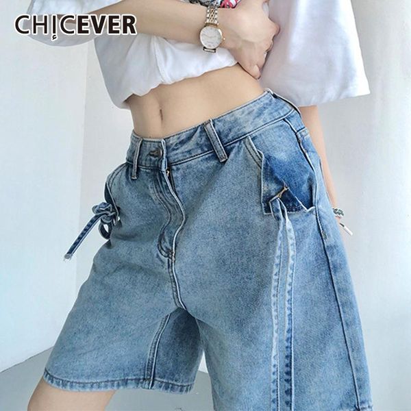 women's shorts chicever casual blue denim short trousers for female high waist solid minimalist 2021 wide leg summer clothes, White;black
women's shorts chicever casual blue denim short trousers for female high waist solid minimalist 2021 wide leg summer clothes, White;black