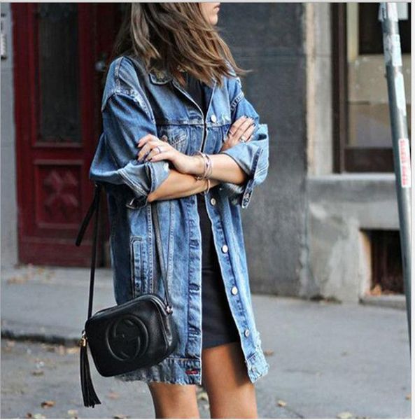 women's jackets plus size harajuku boyfriend denim jacket autumn winter women hole casual loose long sleeve wind jean large female coat, Black;brown
women's jackets plus size harajuku boyfriend denim jacket autumn winter women hole casual loose long sleeve wind jean large female coat, Black;brown