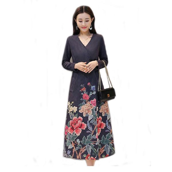 casual dresses women dress spring slim waist floral print vintage long female vistido mujer wl1002, Black;gray
casual dresses women dress spring slim waist floral print vintage long female vistido mujer wl1002, Black;gray