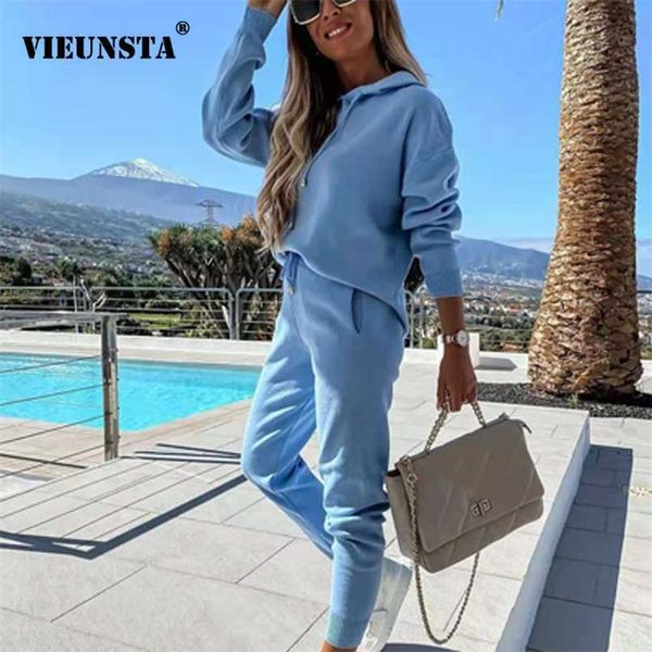 women casual tracksuit two piece set autumn hooded sweatshirt and long pants suit winter warm solid office lady outfits 211007, White
women casual tracksuit two piece set autumn hooded sweatshirt and long pants suit winter warm solid office lady outfits 211007, White