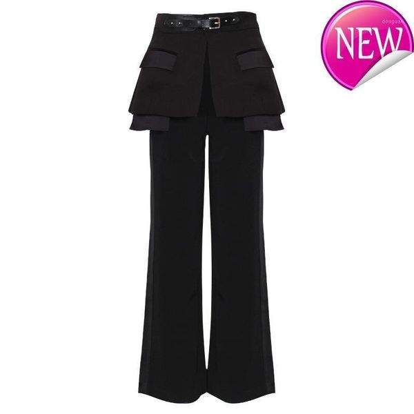 women's pants & capris spring 2021 summer high waist black belt split joint personality loose women trousers fashion tide, Black;white
women's pants & capris spring 2021 summer high waist black belt split joint personality loose women trousers fashion tide, Black;white