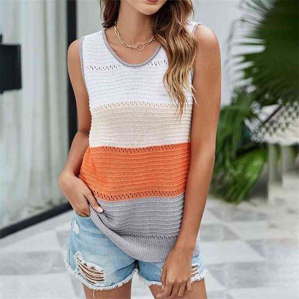 summer women knitting t shirt v neck sleeveless contrast color patchwork hollow out tee casual streetwear tank 210603, White
summer women knitting t shirt v neck sleeveless contrast color patchwork hollow out tee casual streetwear tank 210603, White