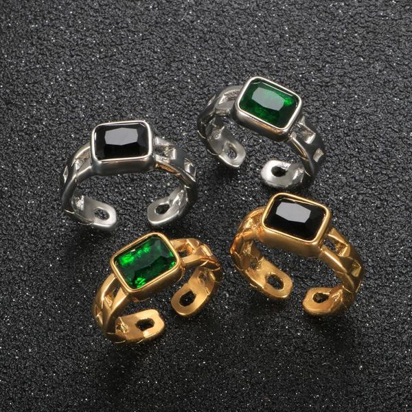cluster rings black/green square cz crystal opening statement ring hollow braid gold plated chain for women fashion wedding jewelry gifts, Golden;silver
cluster rings black/green square cz crystal opening statement ring hollow braid gold plated chain for women fashion wedding jewelry gifts, Golden;silver