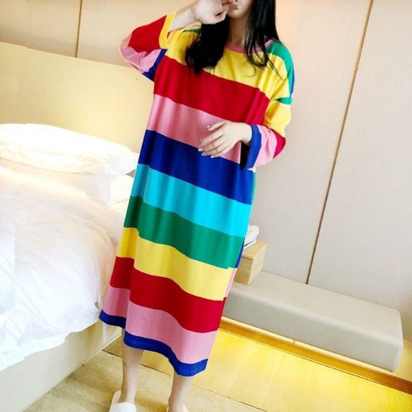 autumn winter ladies rainbow striped loose long nightdress home o collar long-sleeved nightdress, Black;red
autumn winter ladies rainbow striped loose long nightdress home o collar long-sleeved nightdress, Black;red