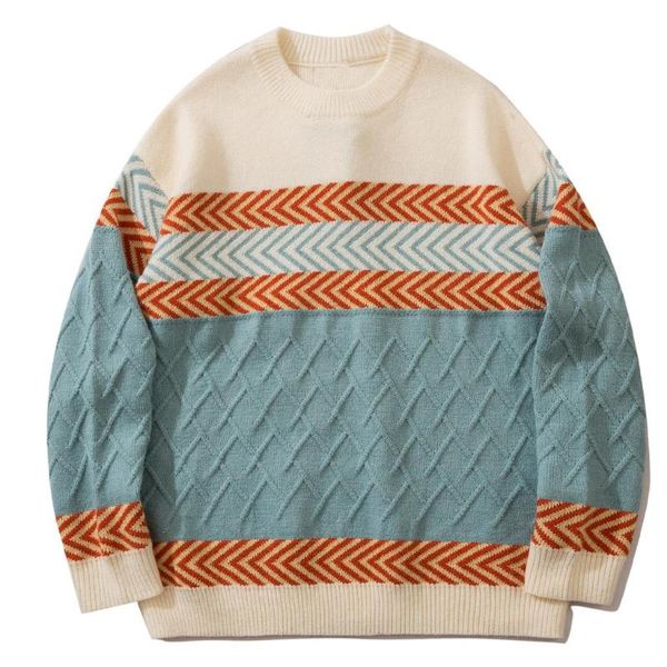 men's sweaters vintage striped sweater hip hop streetwear 90s autumn harajuku loose cotton knit pullover outwear, White;black
men's sweaters vintage striped sweater hip hop streetwear 90s autumn harajuku loose cotton knit pullover outwear, White;black