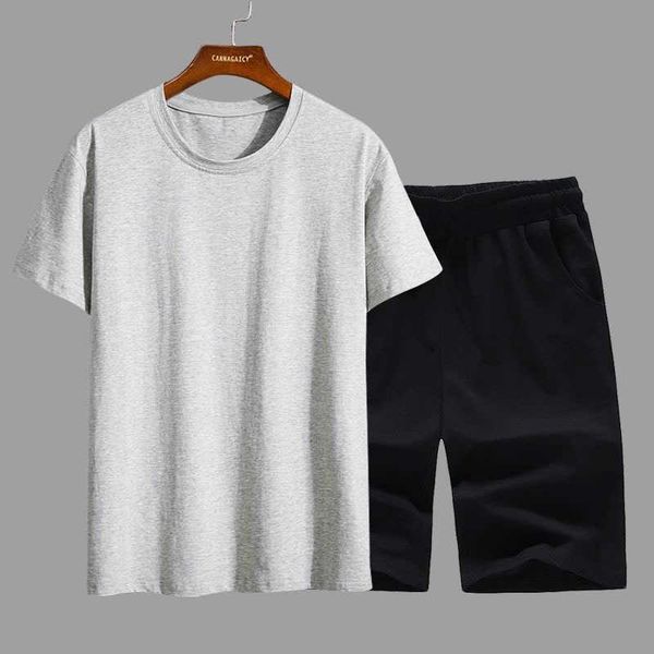 men's leisure sports summer solid color simple trend loose knitted short sleeve shorts two piece men's suit, Gray
men's leisure sports summer solid color simple trend loose knitted short sleeve shorts two piece men's suit, Gray