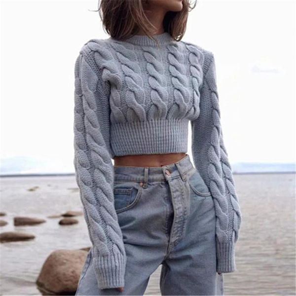women's sweaters 2021 autumn winter retro twist knit pullover crop women full o neck streetwear solid fashion pr827m, White;black
women's sweaters 2021 autumn winter retro twist knit pullover crop women full o neck streetwear solid fashion pr827m, White;black