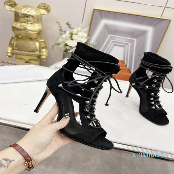 designer lace-up fish mouth sandals summer hollow short boots stiletto high heel dance shoes women's open toe sandalss featured toe, Black
designer lace-up fish mouth sandals summer hollow short boots stiletto high heel dance shoes women's open toe sandalss featured toe, Black