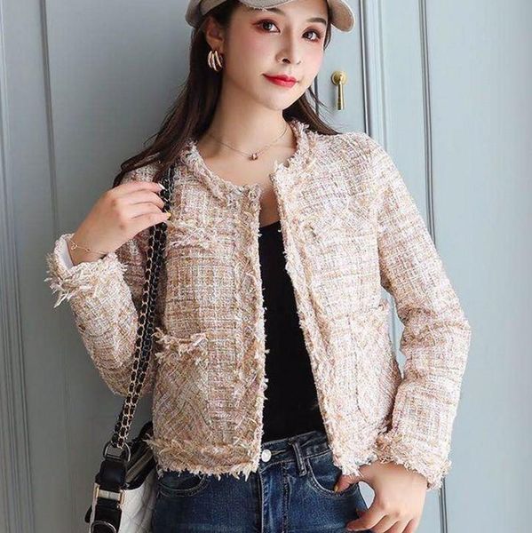 2021 autumn small fragrance o neck jacket women korean tweed short coat femme elegant woolen coat, Black;brown
2021 autumn small fragrance o neck jacket women korean tweed short coat femme elegant woolen coat, Black;brown