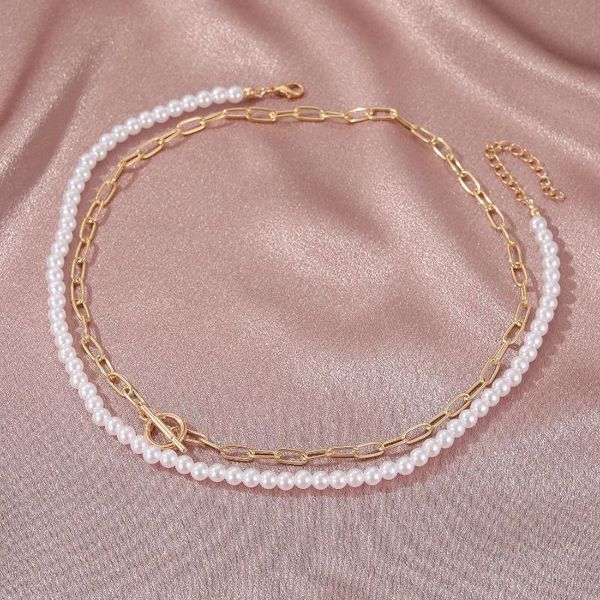 chokers double pearl choker necklace european american vintage clavicle for women jewelry necklaces & pendants colar kolye a417, Golden;silver
chokers double pearl choker necklace european american vintage clavicle for women jewelry necklaces & pendants colar kolye a417, Golden;silver