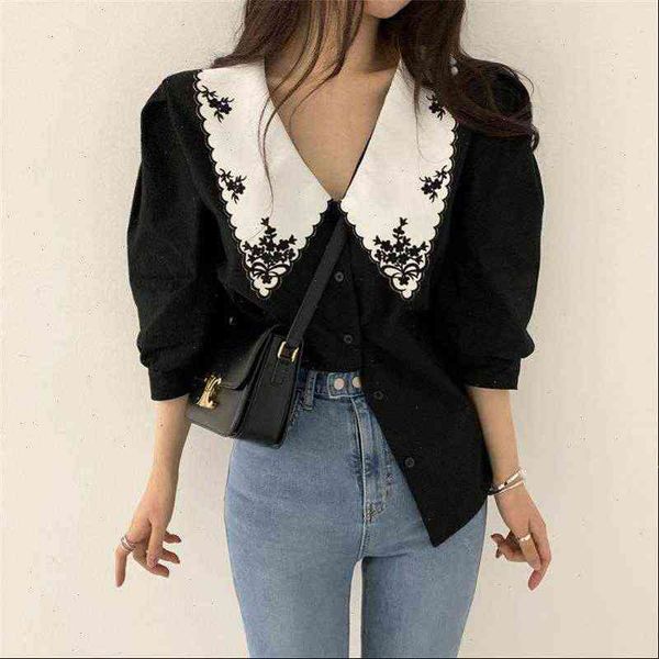 women shirts hzirip palace style retro embroidery ol color hit plus leisure chic loose sweet casual all match, White
women shirts hzirip palace style retro embroidery ol color hit plus leisure chic loose sweet casual all match, White