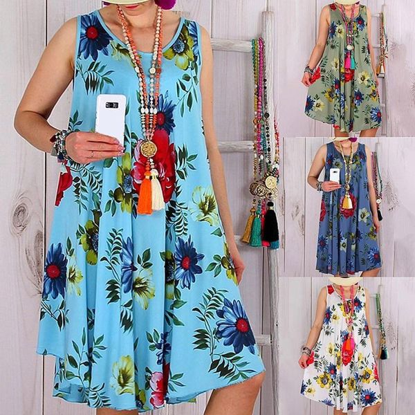 casual dresses fashion knee-length floral print dress plus size sleeveless loose beach sundress boho summer party women, Black;gray
casual dresses fashion knee-length floral print dress plus size sleeveless loose beach sundress boho summer party women, Black;gray