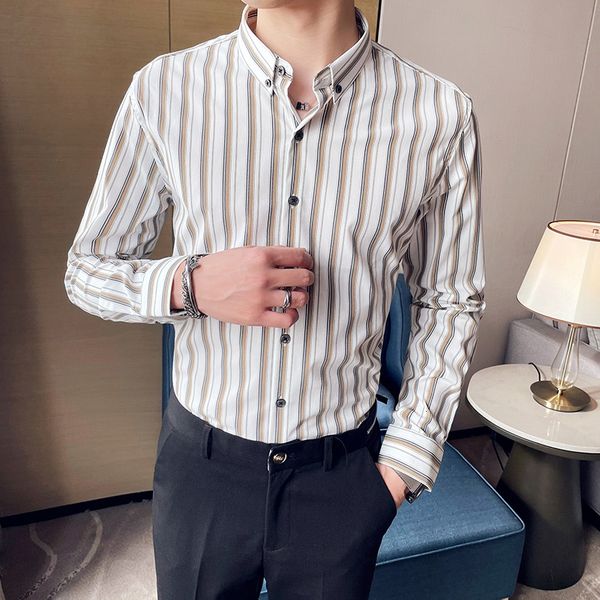 Preto/branco New Alta Qualidade Senhores Escritrio Listrado Camisas Para Roupas Masculinas Simples Fino Ajuste Manga Comprida B Y17Q, Black;brown
Preto/branco New Alta Qualidade Senhores Escritrio Listrado Camisas Para Roupas Masculinas Simples Fino Ajuste Manga Comprida B Y17Q, Black;brown