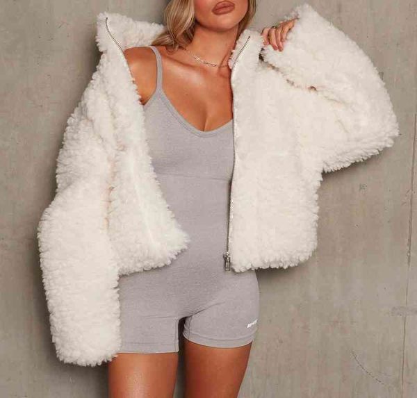 women's fur & faux faux fur women jacket plush cardigan short jackets artificial lamb wool coat womens winter outerwear warm coats ct4r, Black