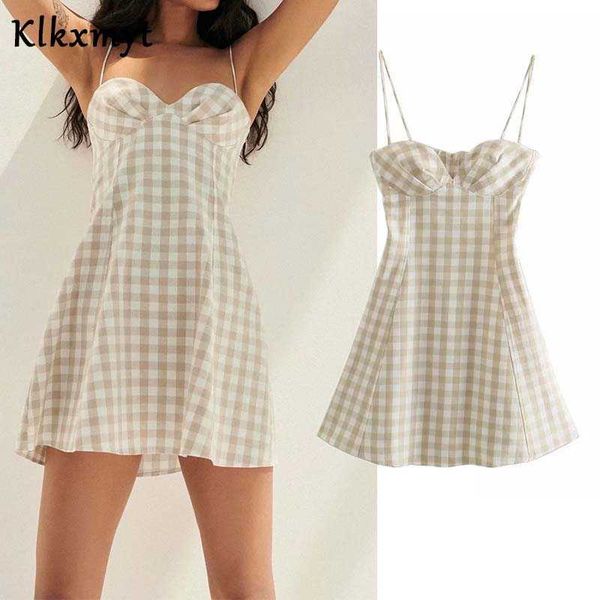 klkxmyt za summer dress women plaid sling mini woman backless strap es female sleeveless beach sundress 210527, Black;gray
klkxmyt za summer dress women plaid sling mini woman backless strap es female sleeveless beach sundress 210527, Black;gray