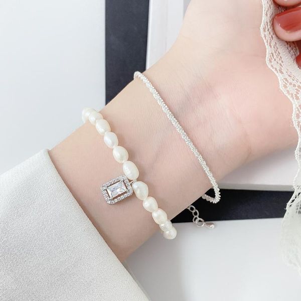 link, chain elegant women bracelet 2021 design two layer silvery plating metal natural freshwater pearls crystal charm, Black
link, chain elegant women bracelet 2021 design two layer silvery plating metal natural freshwater pearls crystal charm, Black