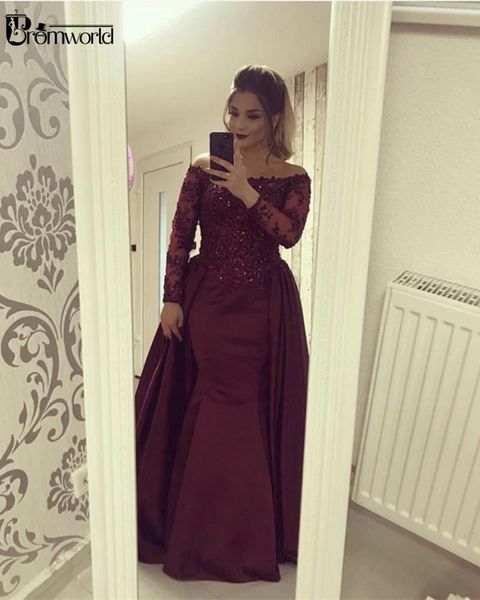 party dresses full sleeves lace off shoulder mermaid prom long beading satin elegant burgundy formal evening dress 2021, White;black
party dresses full sleeves lace off shoulder mermaid prom long beading satin elegant burgundy formal evening dress 2021, White;black