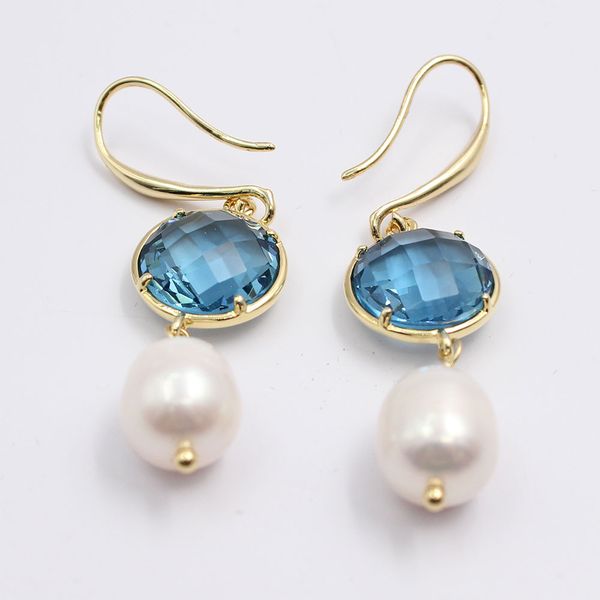 guaiguai jewelry natural white rice pearl blue glass crystal gold plated hook earrings cute for women fashion jewelry, Silver
guaiguai jewelry natural white rice pearl blue glass crystal gold plated hook earrings cute for women fashion jewelry, Silver
