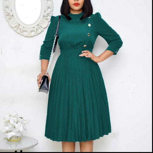 women pleated dress high waist with button modest office ladies fashion vestidos elegant classy work knee length large size, Black;gray
women pleated dress high waist with button modest office ladies fashion vestidos elegant classy work knee length large size, Black;gray