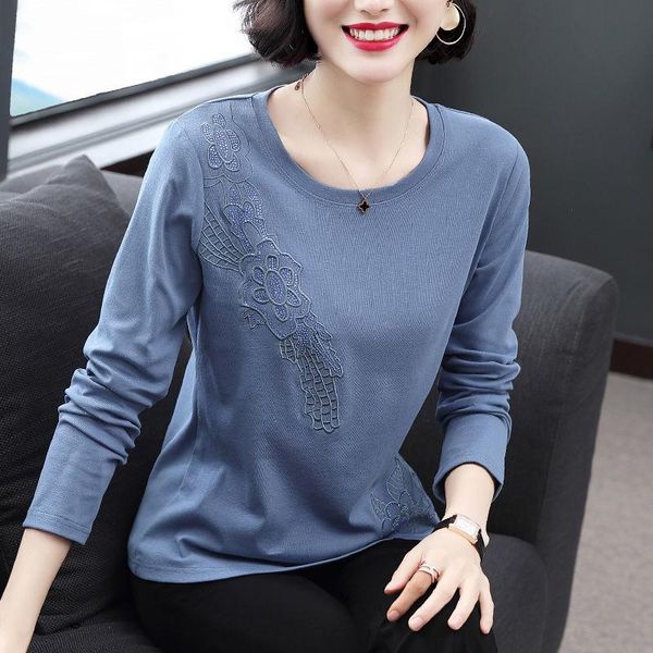 women's t-shirt 2021 spring drill embroidered loose and versatile large long sleeve, White
women's t-shirt 2021 spring drill embroidered loose and versatile large long sleeve, White