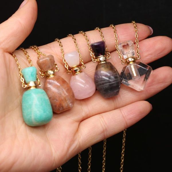 pendant necklaces natural amethysts quartzs perfume bottle stone necklace crystal essential oil diffuser gilded chain party gifts, Silver
pendant necklaces natural amethysts quartzs perfume bottle stone necklace crystal essential oil diffuser gilded chain party gifts, Silver