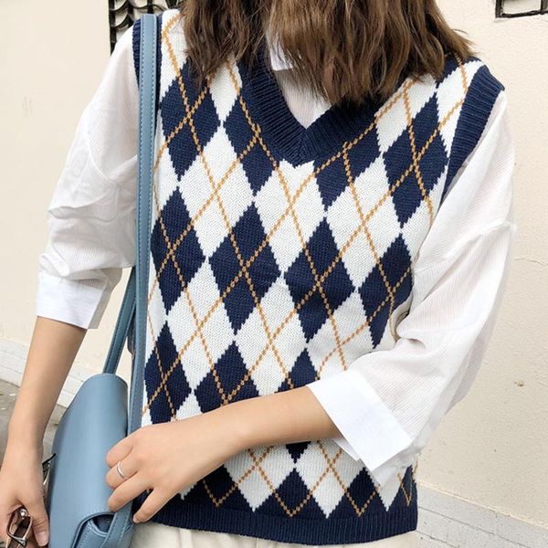 women's vests retro rhombic geometric knitted sweater vest casual fashion sleeveless pullover v-neck plaid jacket, Black;white
women's vests retro rhombic geometric knitted sweater vest casual fashion sleeveless pullover v-neck plaid jacket, Black;white