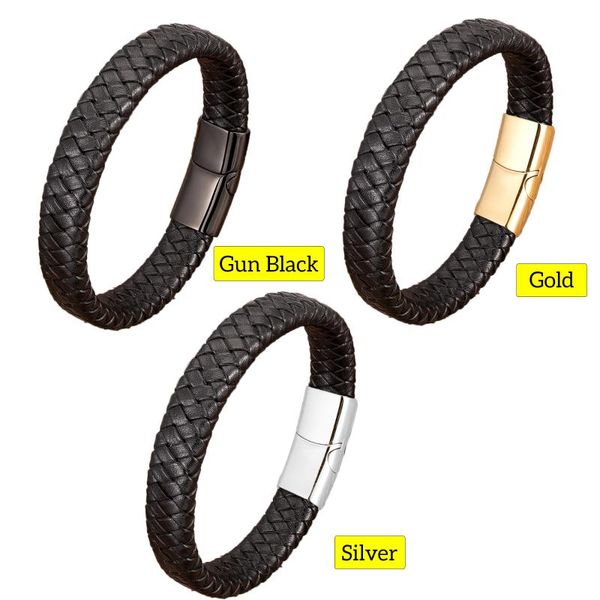 link, chain charm men jewelry classic black braided leather bracelet for stainless steel magnetic clasp punk homme bangles gifts
link, chain charm men jewelry classic black braided leather bracelet for stainless steel magnetic clasp punk homme bangles gifts