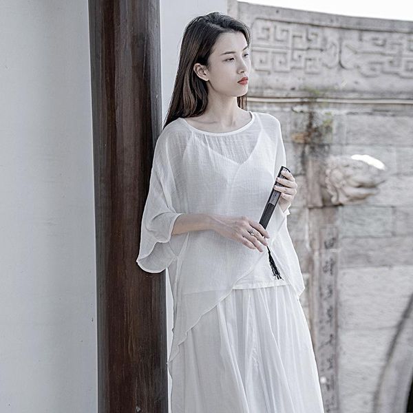 women's blouses & shirts qpfjqd ladies tencel sunscreen blouse irregular length 2021 summer female loose plus size shirt pullovers, White
women's blouses & shirts qpfjqd ladies tencel sunscreen blouse irregular length 2021 summer female loose plus size shirt pullovers, White