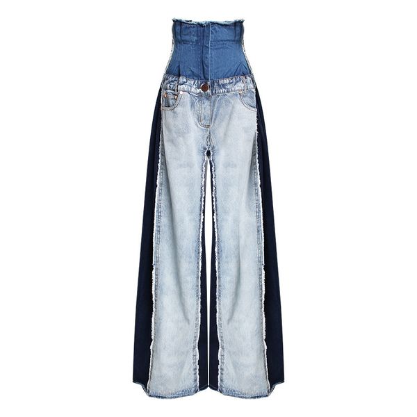 casual denim patchwork women trousers high waist hit color long wide leg pants for female fashion spring 2021 tide, Black;white
casual denim patchwork women trousers high waist hit color long wide leg pants for female fashion spring 2021 tide, Black;white