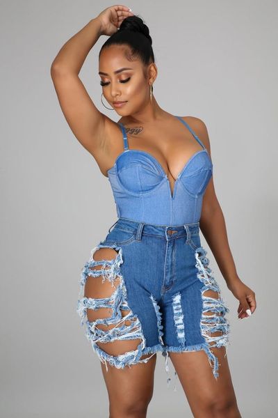 women's jeans ripped shorts women high waist bodycon denim casual slim short pants, Blue
women's jeans ripped shorts women high waist bodycon denim casual slim short pants, Blue