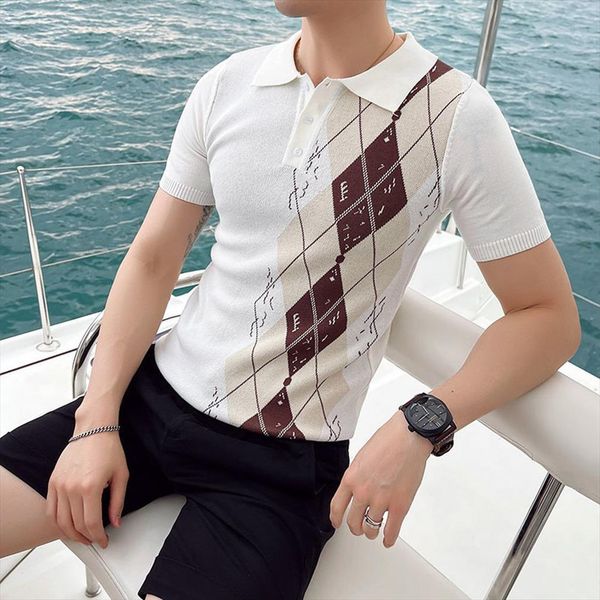 summer british style knitted shirts men polos short sleeve lapel tee argyle business casual slim hombre male clothing, White;black
summer british style knitted shirts men polos short sleeve lapel tee argyle business casual slim hombre male clothing, White;black