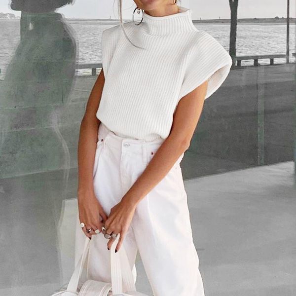 shrug turtleneck sweater women casual pullover outerwear autumn winter knitted vest with shoulder pad women's sweaters, White;black
shrug turtleneck sweater women casual pullover outerwear autumn winter knitted vest with shoulder pad women's sweaters, White;black
