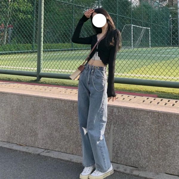 women's jeans spring autumn women high waist thin straight pants slim casual simple loose all-match trend fashion trousers, Blue
women's jeans spring autumn women high waist thin straight pants slim casual simple loose all-match trend fashion trousers, Blue