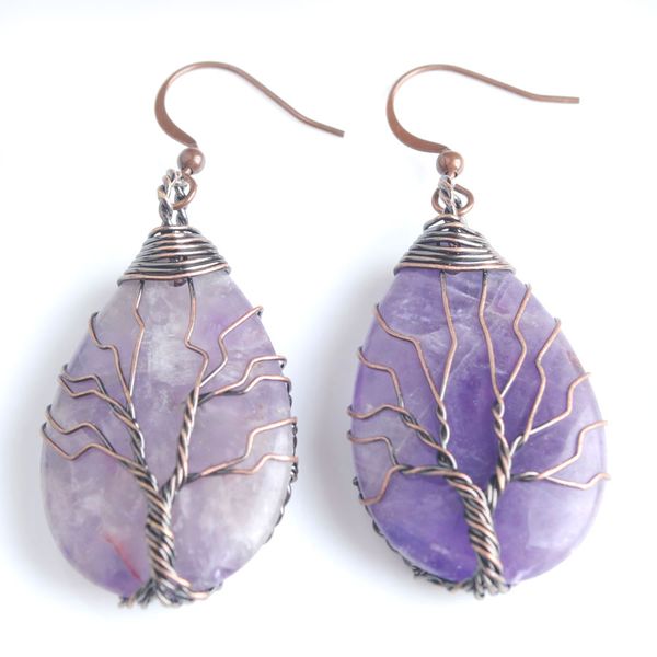 wojiaer natural stone amethysts water drop dangle earring drop earrings tree of life wire wrap earring jewelry dv9060, Silver
wojiaer natural stone amethysts water drop dangle earring drop earrings tree of life wire wrap earring jewelry dv9060, Silver