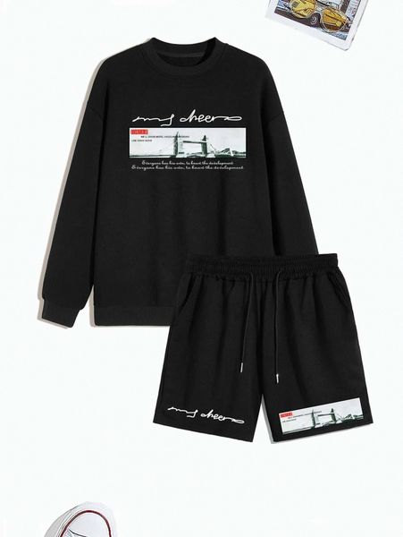extended sizes men slogan and building print drop shoulder sweatshirt & shorts w0bw#, Gray
extended sizes men slogan and building print drop shoulder sweatshirt & shorts w0bw#, Gray