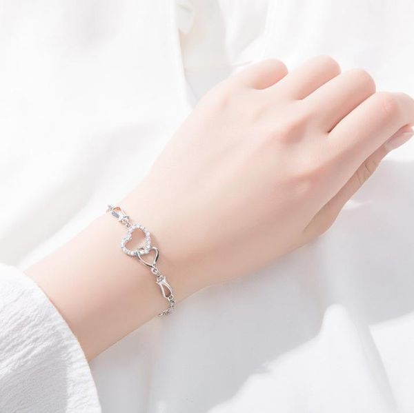 link, chain explosive fashion micro-inlaid hollow heart-shaped bracelet double love female jewelry, Black
link, chain explosive fashion micro-inlaid hollow heart-shaped bracelet double love female jewelry, Black