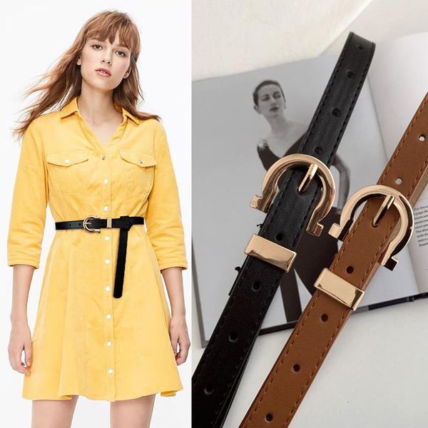 belts spring summer thin leather women belt for dress shirts gold metal buckle waistband, Black;brown
belts spring summer thin leather women belt for dress shirts gold metal buckle waistband, Black;brown