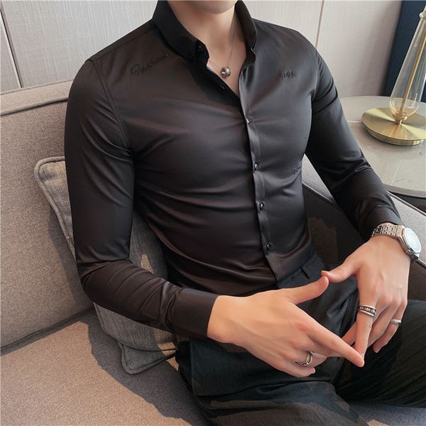 5xl-m plus size simple embroidery tuxedo shirt men's clothes 2021 long fine formal casual fit wear blouse homme 3 colors r2yr, White;black
5xl-m plus size simple embroidery tuxedo shirt men's clothes 2021 long fine formal casual fit wear blouse homme 3 colors r2yr, White;black