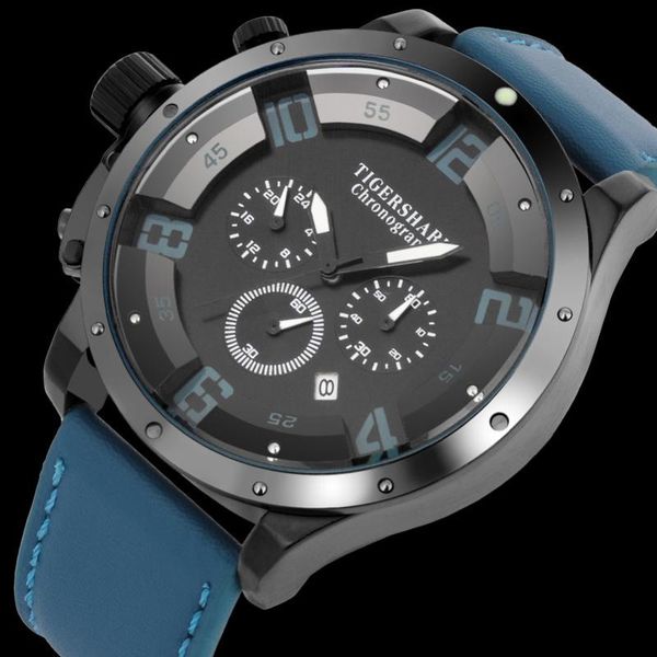 wristwatches tigershark men sports quartz watch brand chronograph leather strap waterproof reloj hombre, Slivery;brown
wristwatches tigershark men sports quartz watch brand chronograph leather strap waterproof reloj hombre, Slivery;brown