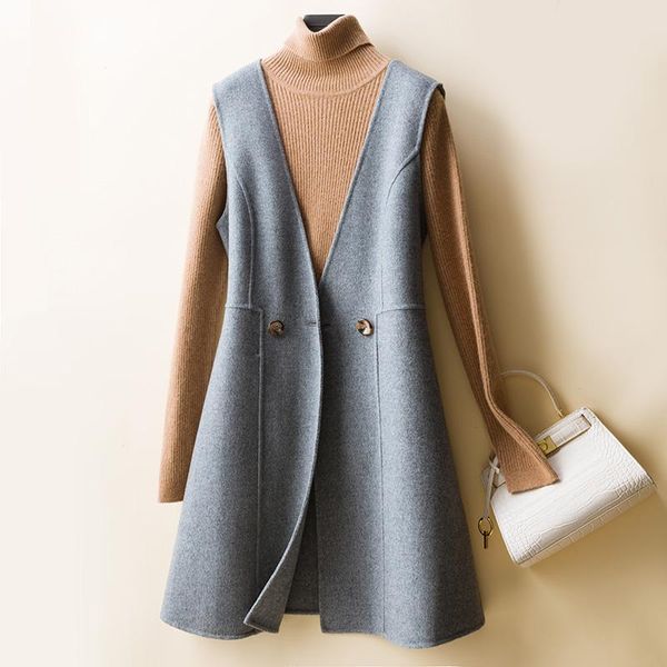 women's vests beliarst 2021 sleeveless double-sided cashmere mid-length autumn winter loose thin vest waistcoat woolen coat, Black;white
women's vests beliarst 2021 sleeveless double-sided cashmere mid-length autumn winter loose thin vest waistcoat woolen coat, Black;white