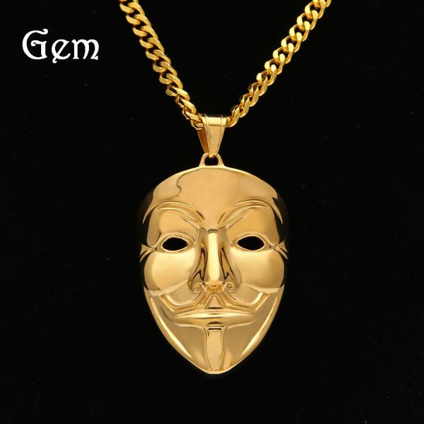 fashion brand hip hop gold plated v-shaped revenge team mask clown mask new stainless steel pendant, Silver
fashion brand hip hop gold plated v-shaped revenge team mask clown mask new stainless steel pendant, Silver