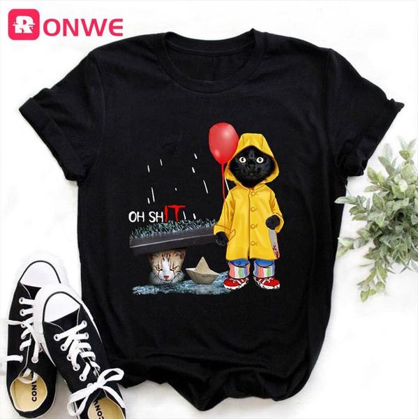 and women funny black cat mens t shirt print womens girl harajuku white tees female 90s clothes drop, White;black
and women funny black cat mens t shirt print womens girl harajuku white tees female 90s clothes drop, White;black